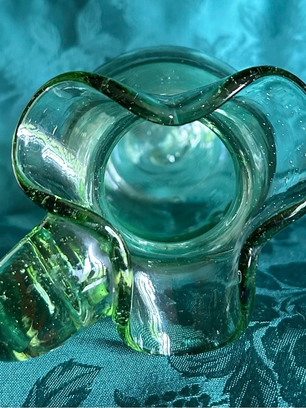 Handblown Green Glass Pitcher - Artisan Home Art
